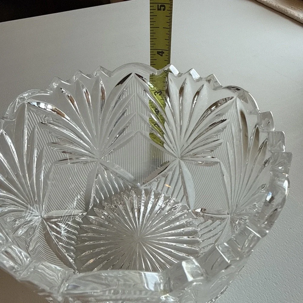 Vintage Hand Cut Lead Crystal Candy Trinket Dish